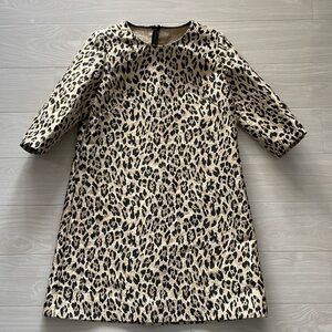 Valentino Beige, Black & Gold Brocade Animal Print Dress